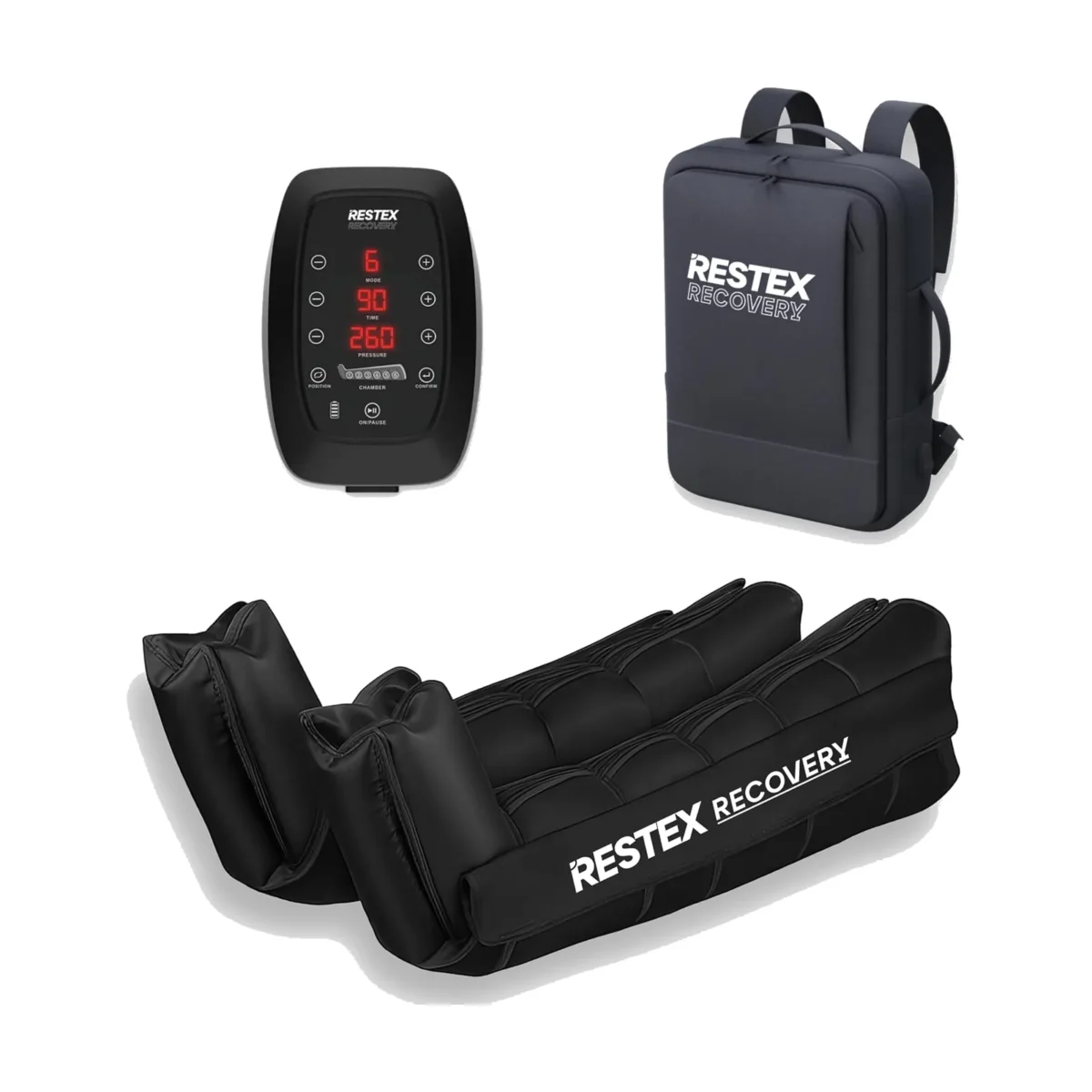 Bottes de pressothérapie Restex Recovery sur fond blanc